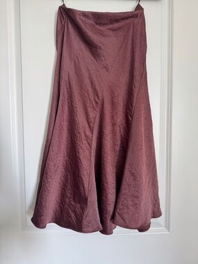 NWT! MADEWELL Women’s Bias-Cut Slip Midi Skirt in Satin, Burnt Soil, Size 2